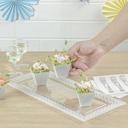 Mini Serve 2 oz Square White Plastic Mini Kova Cup - 2" x 2" x 1 3/4" - 100 count box