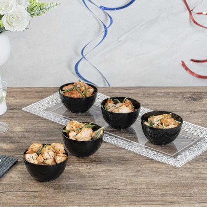 Mini Serve 4 oz Round Black Plastic Bodega Cup - 3" x 3" x 1 3/4" - 20 count box