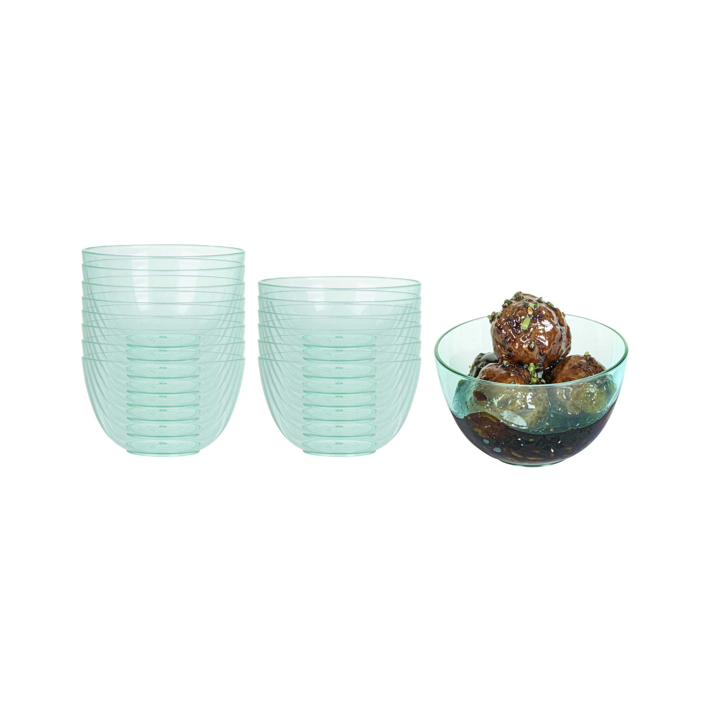 Mini Serve 4 oz Round Seagreen Plastic Bodega Cup - 3" x 3" x 1 3/4" - 20 count box