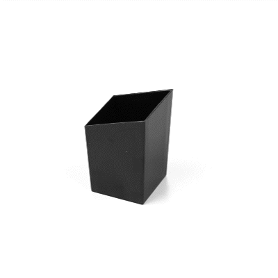 Mini Serve 3 oz Square Black Plastic Incline Cup - 1 3/4" x 1 3/4" x 2 3/4" - 100 count box