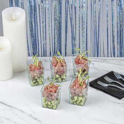 Mini Serve 3 oz Square Seagreen Plastic Incline Cup - 1 3/4" x 1 3/4" x 2 3/4" - 100 count box
