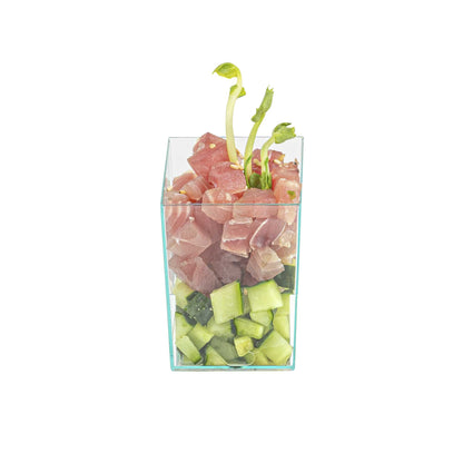 Mini Serve 3 oz Square Seagreen Plastic Incline Cup - 1 3/4" x 1 3/4" x 2 3/4" - 100 count box