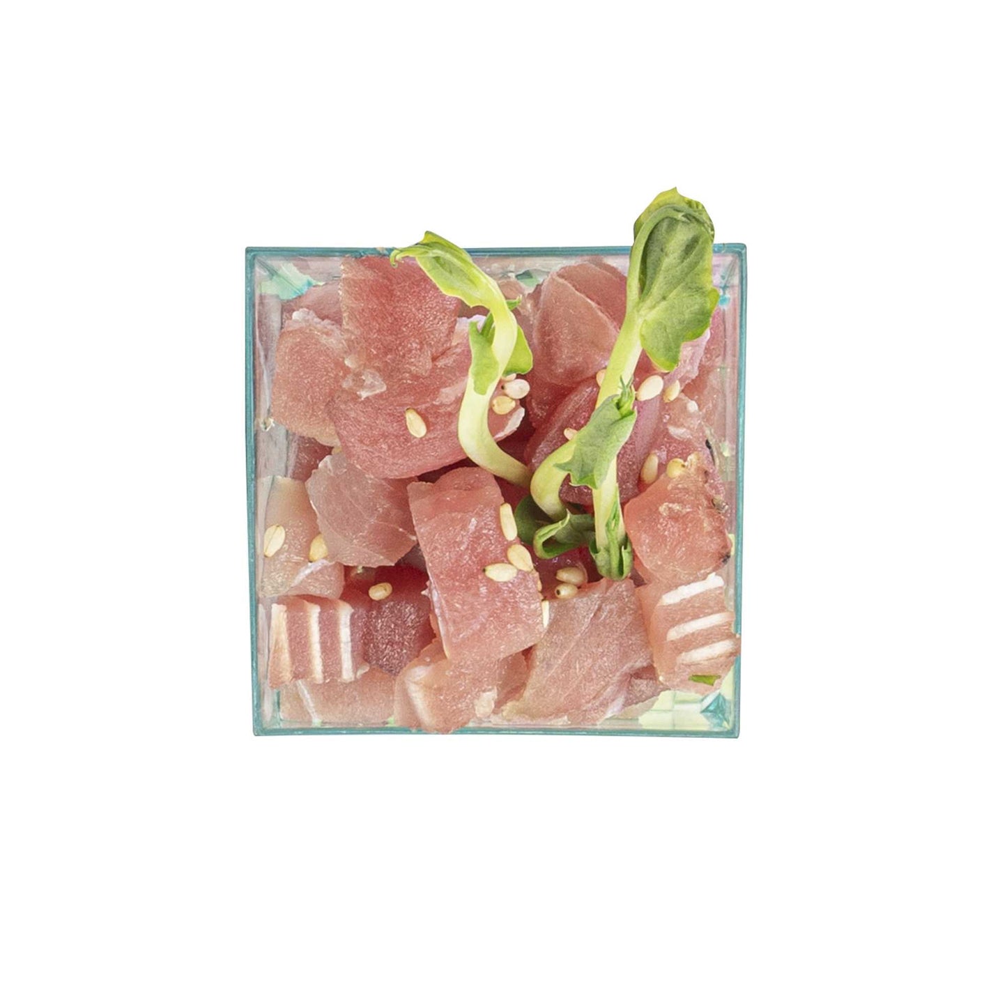Mini Serve 3 oz Square Seagreen Plastic Incline Cup - 1 3/4" x 1 3/4" x 2 3/4" - 100 count box