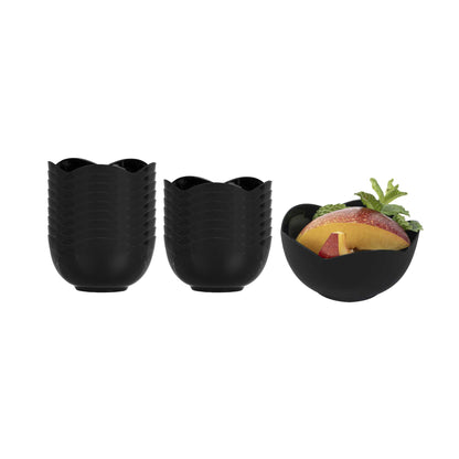 Mini Serve 2 oz Round Black Plastic Le Fleur Cup - 2 1/4" x 1 1/2" x 1 1/4" - 100 count box