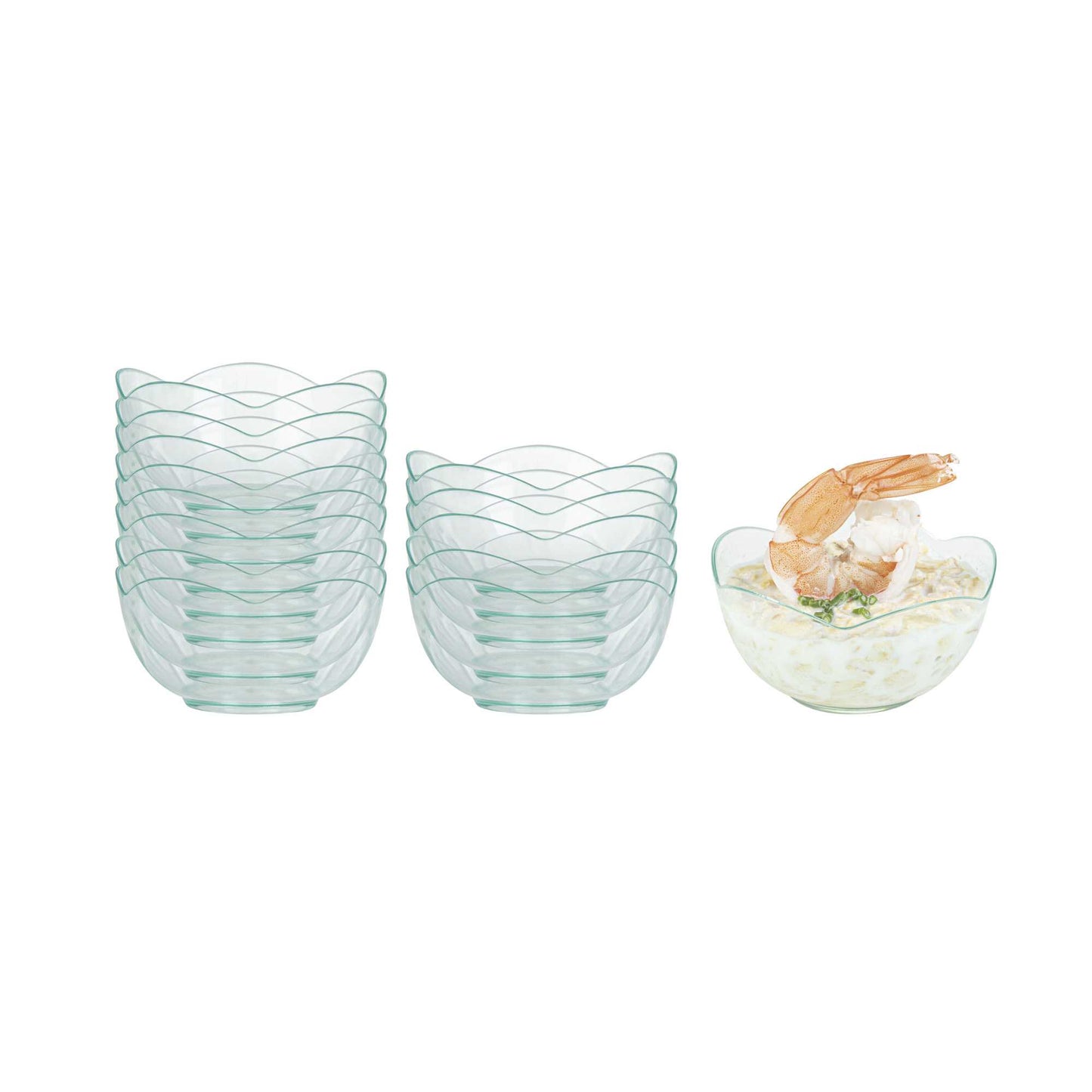 Mini Serve 2 oz Round Seagreen Plastic Le Fleur Cup - 2 1/4" x 1 1/2" x 1 1/4" - 100 count box