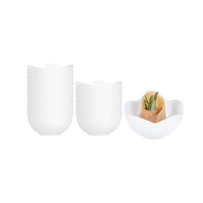 Mini Serve 2 oz Round White Plastic Le Fleur Cup - 2 1/4" x 1 1/2" x 1 1/4" - 100 count box