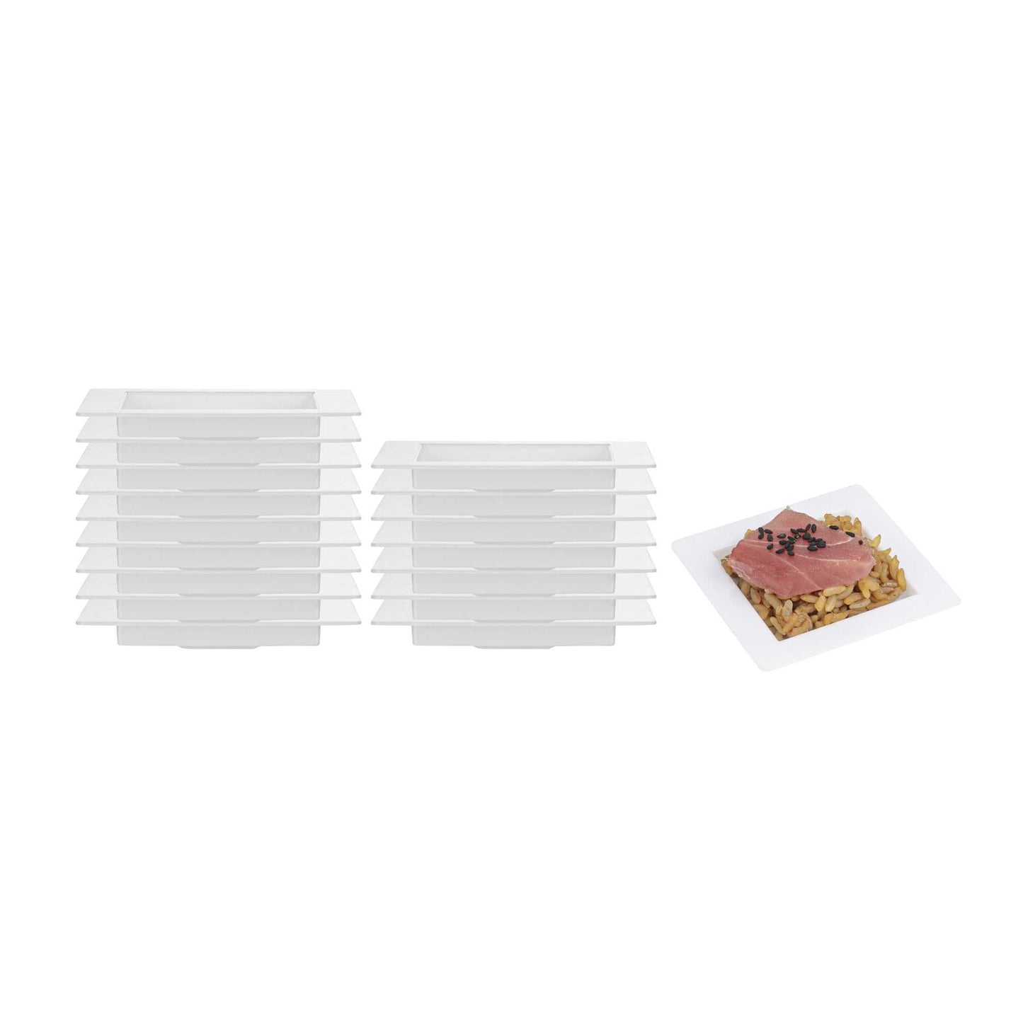 Mini Serve Square White Plastic Mini Edge Plate - 2 3/4" x 2 3/4" - 25 count box