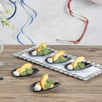 Mini Serve Black Plastic Mini Coquille Plate - 3 1/4" x 3 1/4" x 1/2" - 100 count box