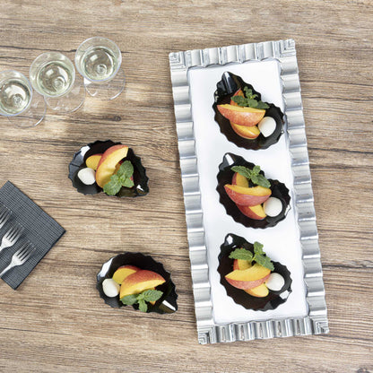 Mini Serve Black Plastic Mini Coquille Plate - 3 1/4" x 3 1/4" x 1/2" - 100 count box