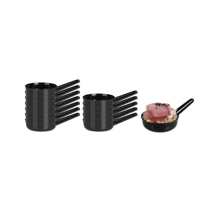 Mini Serve 1 oz Round Black Plastic Mini Sauce Pan - 3 1/4" x 2" x 1/2" - 100 count box
