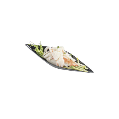 Mini Serve Diamond Black Plastic Canoe Dish - 5" x 1 1/2" x 3/4" - 100 count box