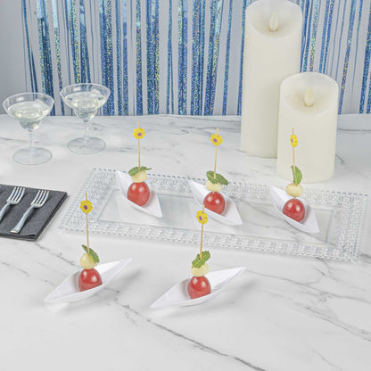 Mini Serve Diamond White Plastic Canoe Dish - 5" x 1 1/2" x 3/4" - 100 count box
