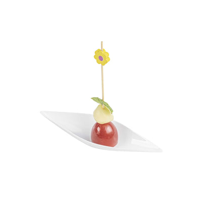 Mini Serve Diamond White Plastic Canoe Dish - 5" x 1 1/2" x 3/4" - 100 count box