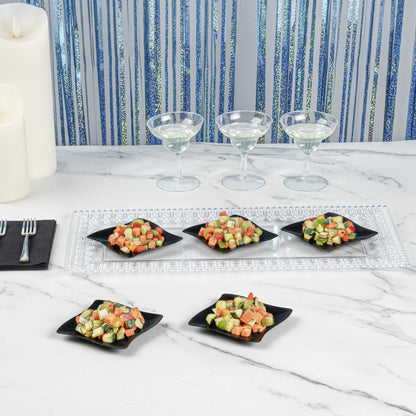 Mini Serve Square Black Plastic Aqua Plate - 3" x 3" - 100 count box