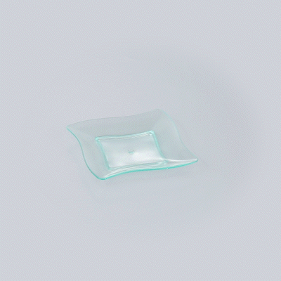 Mini Serve Square Seagreen Plastic Aqua Plate - 3" x 3" - 100 count box