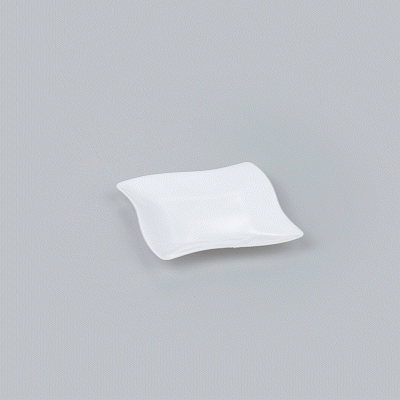 Mini Serve Square White Plastic Aqua Plate - 3" x 3" - 25 count box