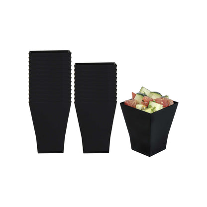 Mini Serve 2 oz Square Black Plastic Bonito Cup - 1 3/4" x 1 3/4" x 2 1/4" - 100 count box