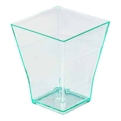 Mini Serve 2 oz Square Seagreen Plastic Bonito Cup - 1 3/4" x 1 3/4" x 2 1/4" - 100 count box