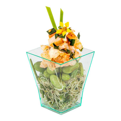 Mini Serve 2 oz Square Seagreen Plastic Bonito Cup - 1 3/4" x 1 3/4" x 2 1/4" - 100 count box