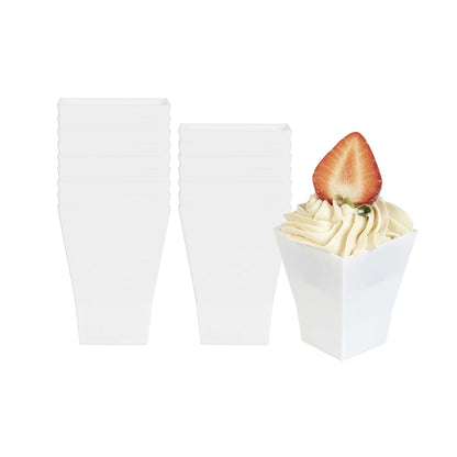 Mini Serve 2 oz Square White Plastic Bonito Cup - 1 3/4" x 1 3/4" x 2 1/4" - 100 count box