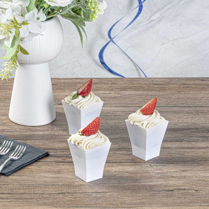 Mini Serve 2 oz Square White Plastic Bonito Cup - 1 3/4" x 1 3/4" x 2 1/4" - 100 count box