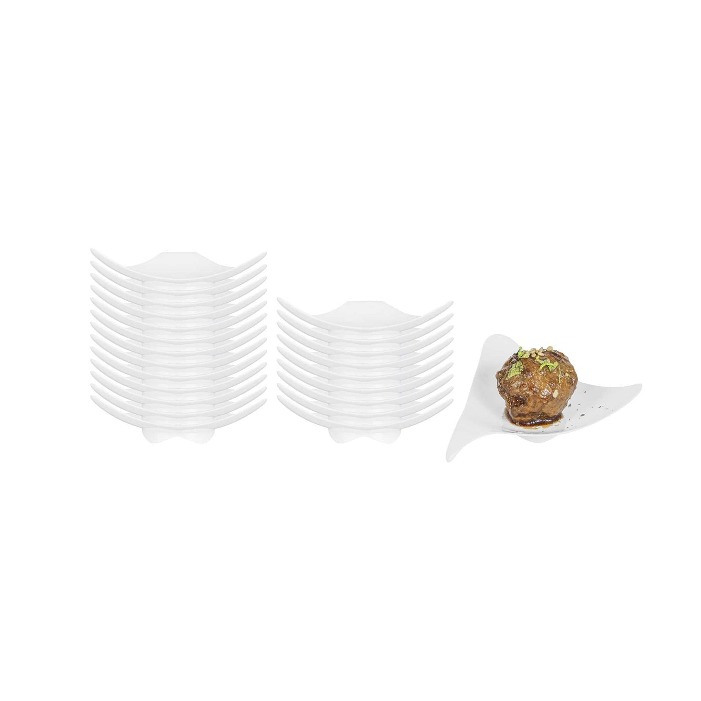 Mini Serve Triangle White Plastic Shooting Star Appetizer Plate - 3" x 3" - 100 count box