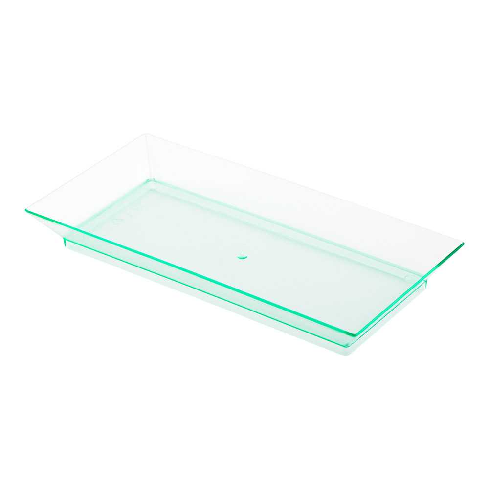 Mini Serve Rectangle Seagreen Plastic Plate - 5" x 2 1/2" x 1/2" - 100 count box