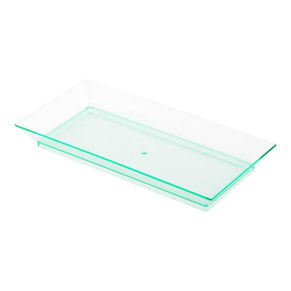 Mini Serve Rectangle Seagreen Plastic Plate - 5" x 2 1/2" x 1/2" - 100 count box