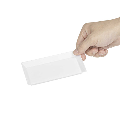 Mini Serve Rectangle White Plastic Plate - 5" x 2 1/2" x 1/2" - 100 count box