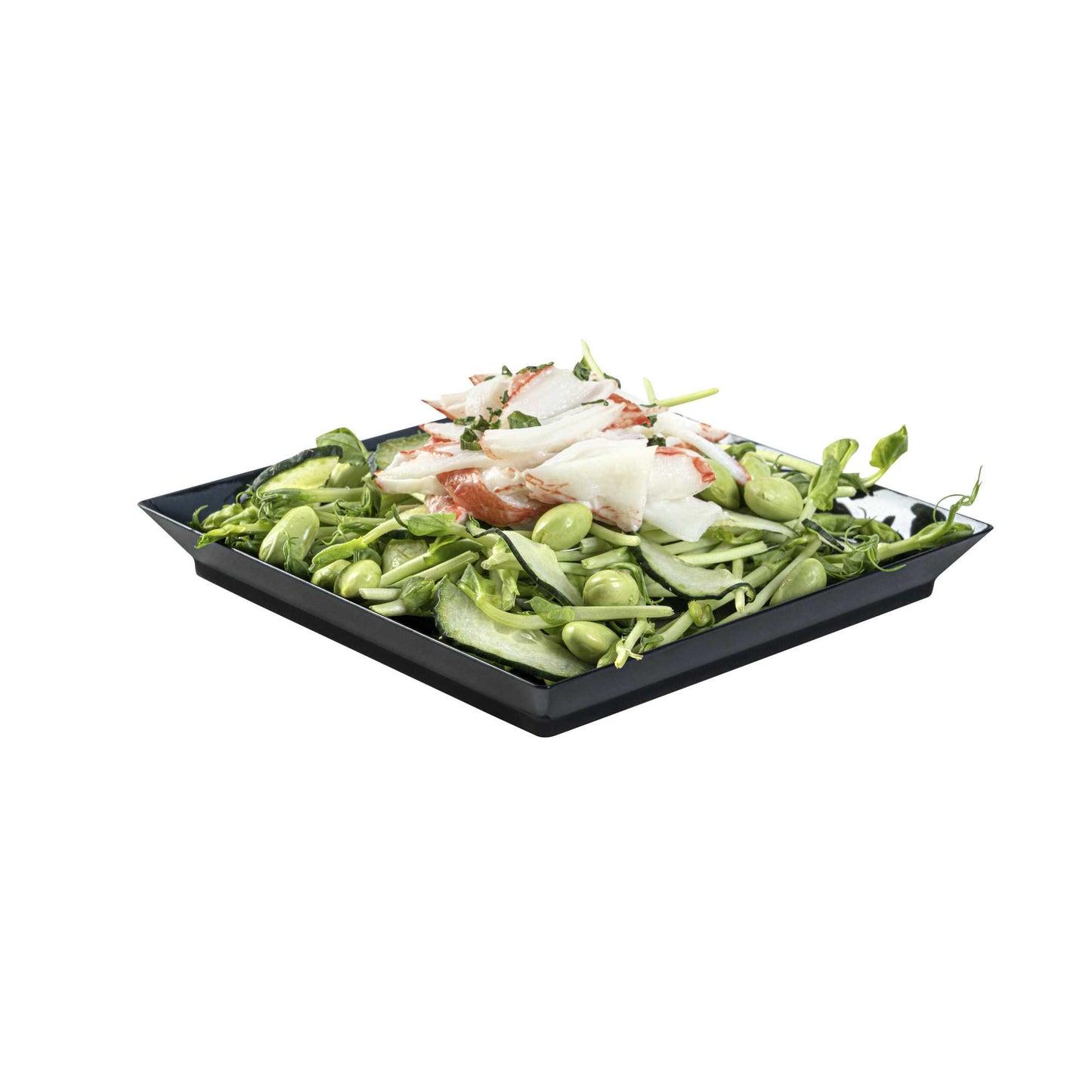 Mini Serve Square Black Plastic Medium Modern Plate - 5" x 5" - 100 count box