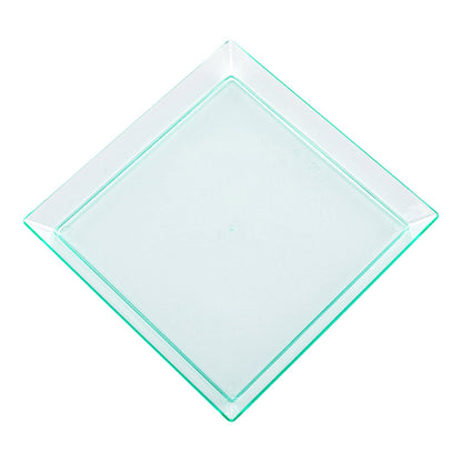 Mini Serve Square Seagreen Plastic Medium Modern Plate - 5" x 5" - 100 count box