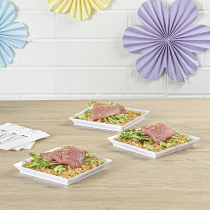 Mini Serve Square White Plastic Medium Modern Plate - 5" x 5" - 100 count box