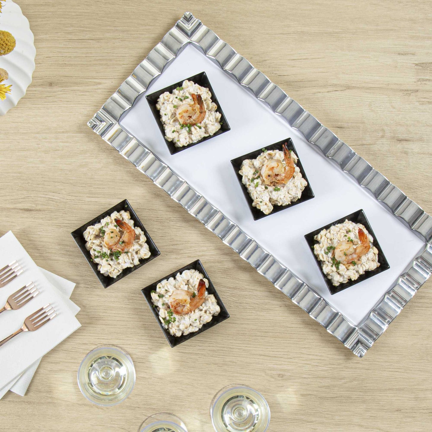 Mini Serve Square Black Plastic Mini Modern Plate - 2 1/2" x 2 1/2" x 1/2" - 25 count box