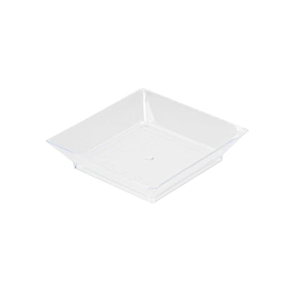 Mini Serve Square Clear Plastic Mini Modern Plate - 2 1/2" x 2 1/2" x 1/2" - 100 count box