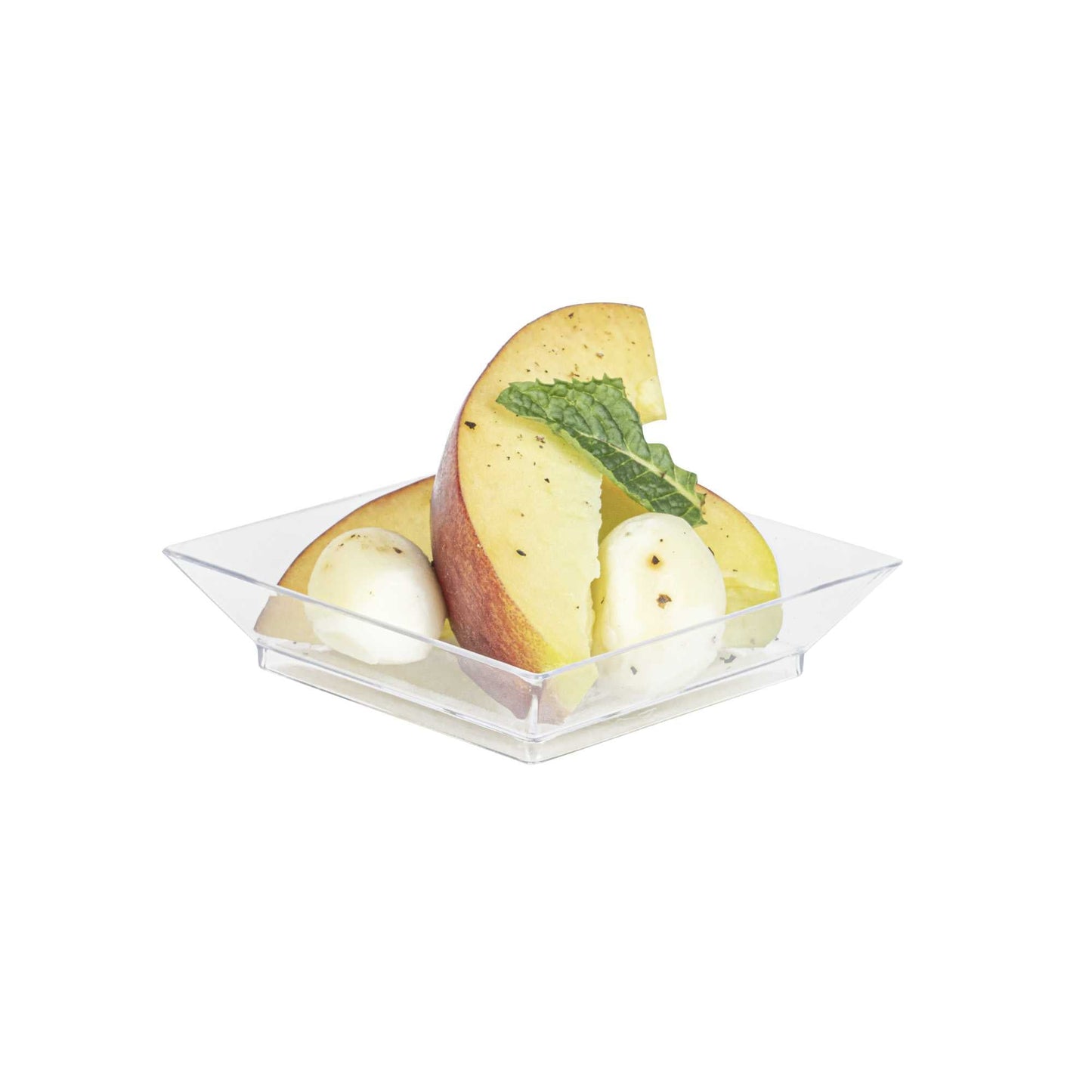 Mini Serve Square Clear Plastic Mini Modern Plate - 2 1/2" x 2 1/2" x 1/2" - 20 count box