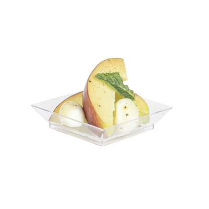 Mini Serve Square Clear Plastic Mini Modern Plate - 2 1/2" x 2 1/2" x 1/2" - 20 count box