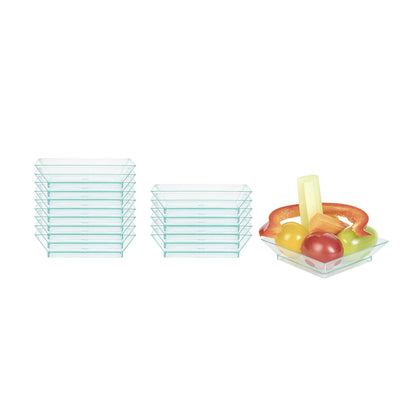 Mini Serve Square Seagreen Plastic Mini Modern Plate - 2 1/2" x 2 1/2" x 1/2" - 20 count box