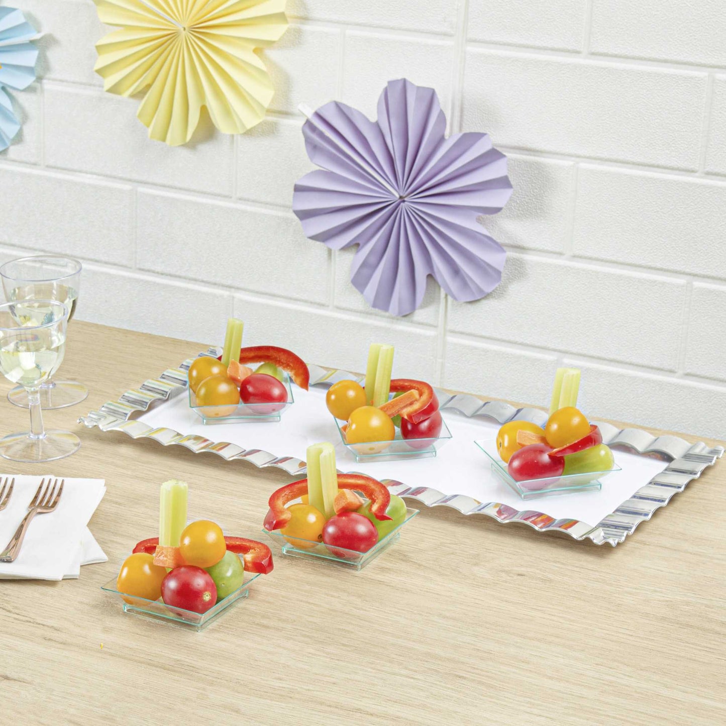 Mini Serve Square Seagreen Plastic Mini Modern Plate - 2 1/2" x 2 1/2" x 1/2" - 20 count box