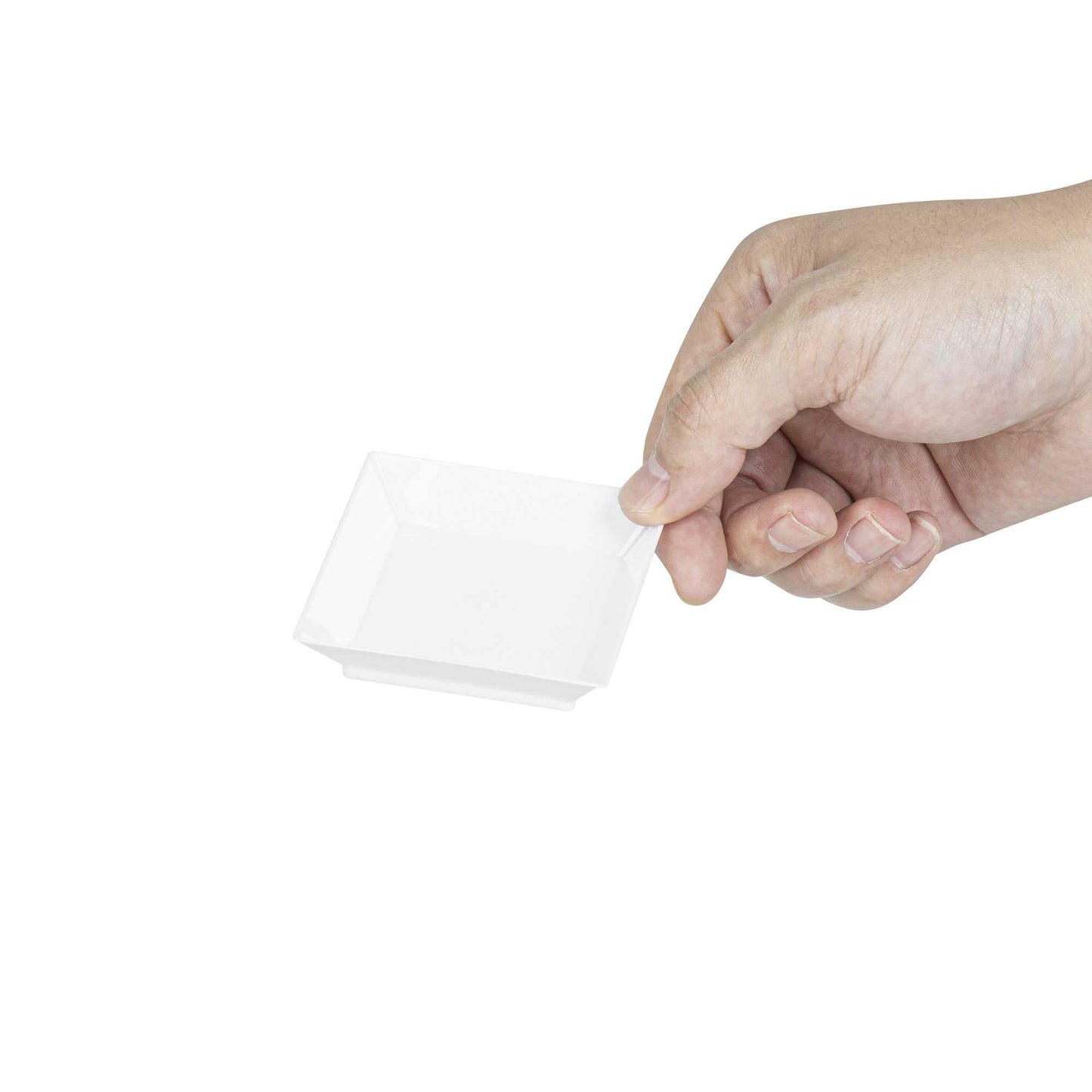 Mini Serve Square White Plastic Mini Modern Plate - 2 1/2" x 2 1/2" x 1/2" - 100 count box