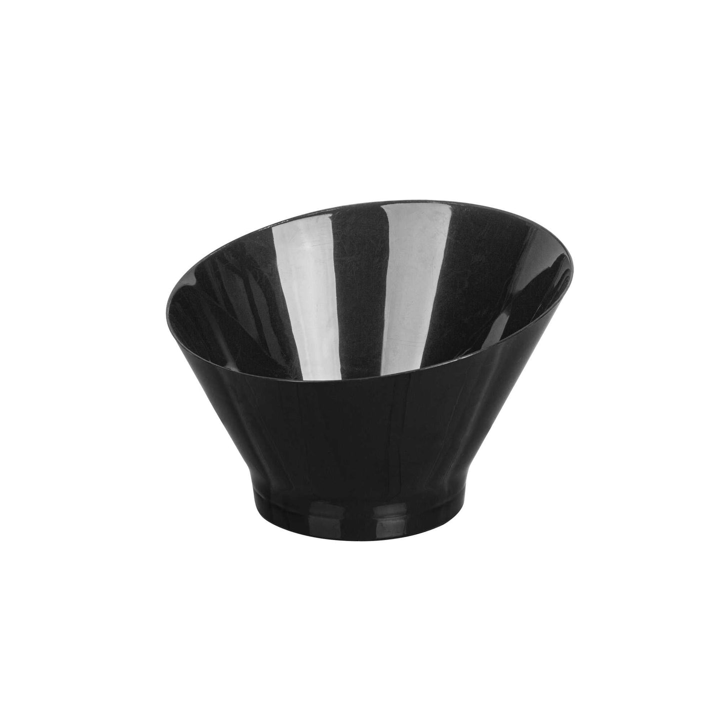 Mini Serve 7 oz Round Black Plastic Incline Bowl - 4 1/4" x 4 1/4" x 2 3/4" - 20 count box
