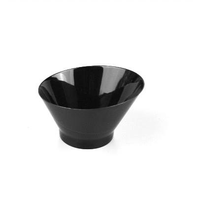 Mini Serve 7 oz Round Black Plastic Incline Bowl - 4 1/4" x 4 1/4" x 2 3/4" - 20 count box