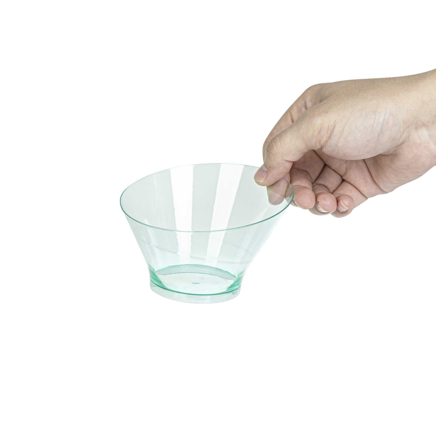 Mini Serve 7 oz Round Seagreen Plastic Incline Bowl - 4 1/4" x 4 1/4" x 2 3/4" - 20 count box