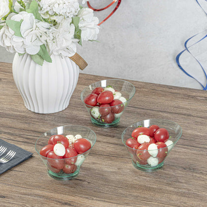 Mini Serve 7 oz Round Seagreen Plastic Incline Bowl - 4 1/4" x 4 1/4" x 2 3/4" - 100 count box
