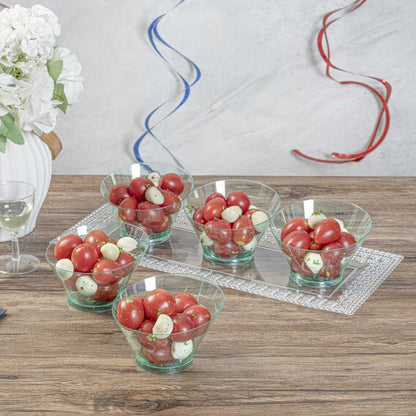 Mini Serve 7 oz Round Seagreen Plastic Incline Bowl - 4 1/4" x 4 1/4" x 2 3/4" - 100 count box
