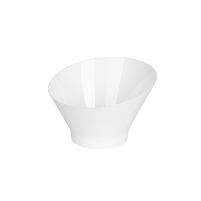 Mini Serve 7 oz Round White Plastic Incline Bowl - 4 1/4" x 4 1/4" x 2 3/4" - 100 count box