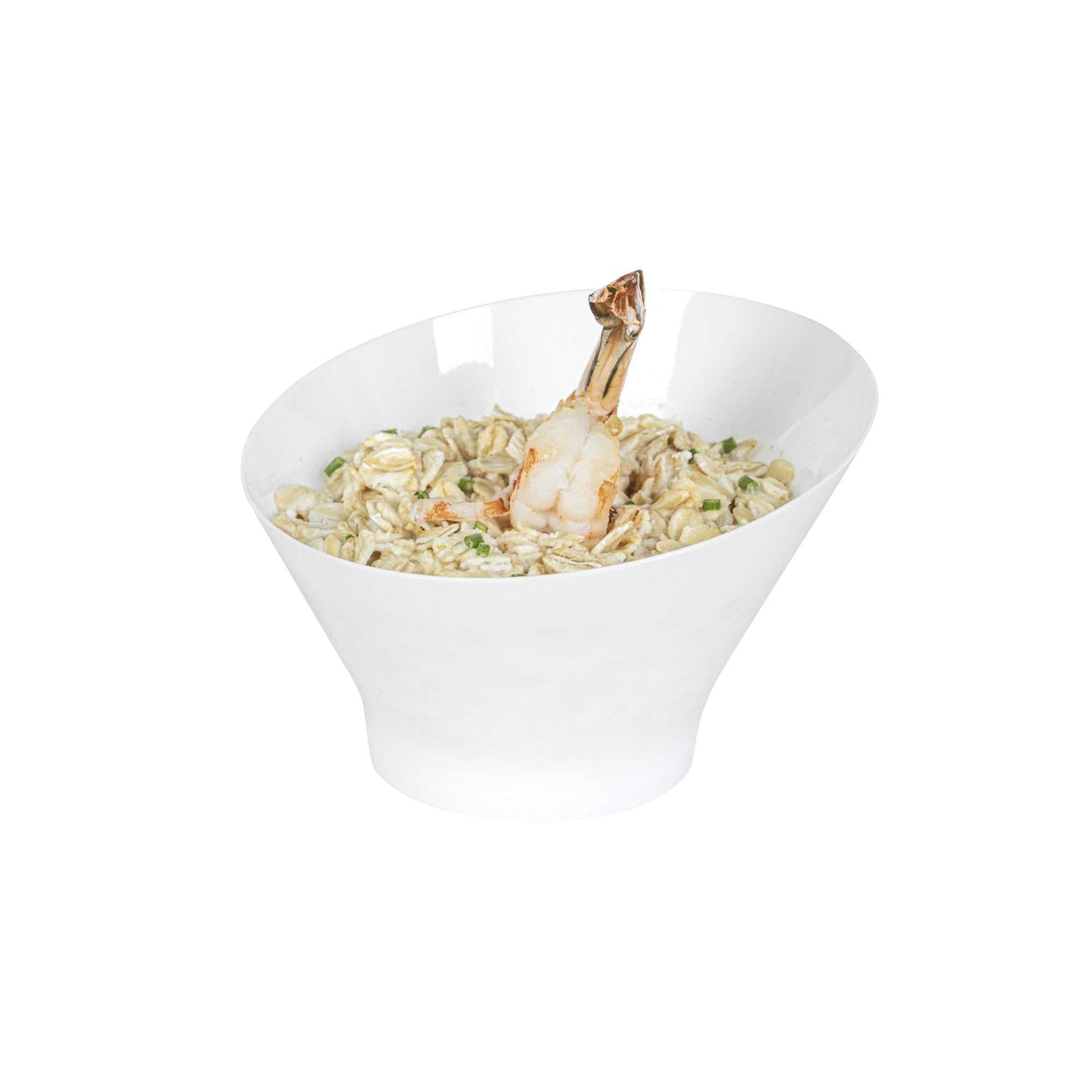 Mini Serve 7 oz Round White Plastic Incline Bowl - 4 1/4" x 4 1/4" x 2 3/4" - 20 count box