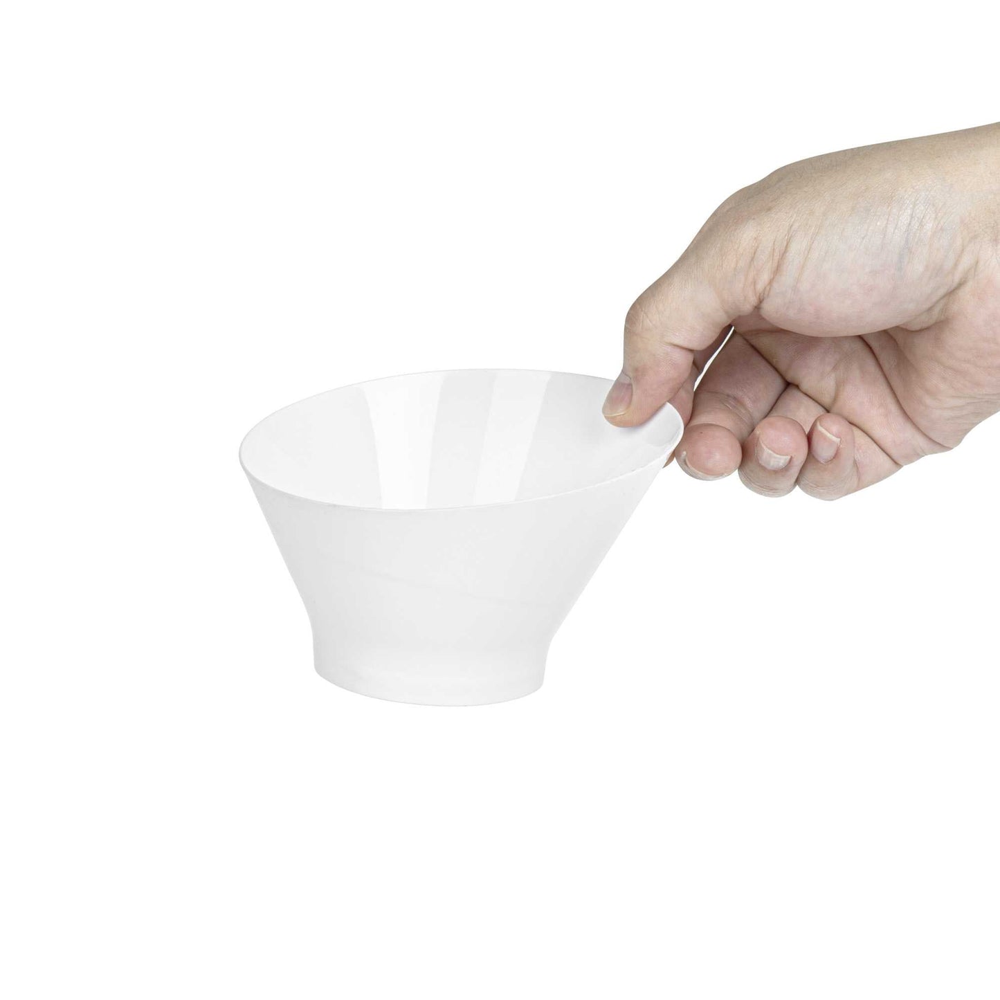 Mini Serve 7 oz Round White Plastic Incline Bowl - 4 1/4" x 4 1/4" x 2 3/4" - 100 count box