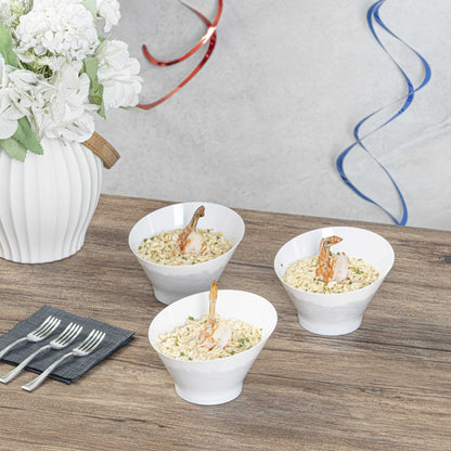 Mini Serve 7 oz Round White Plastic Incline Bowl - 4 1/4" x 4 1/4" x 2 3/4" - 100 count box