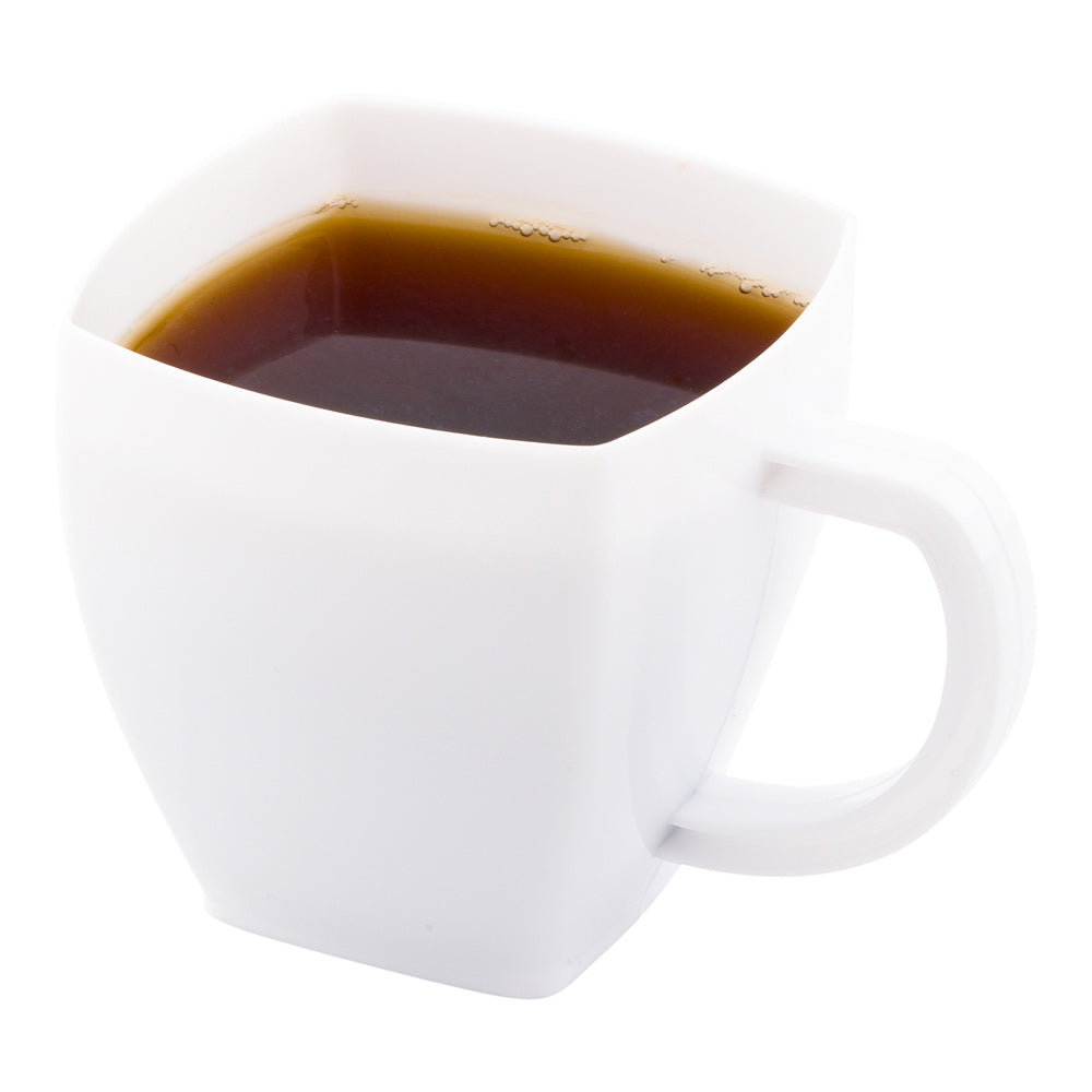 Restpresso 5 oz Square White Plastic Cafe Cup - 2 1/2" x 2 1/2" x 2 1/2" - 100 count box