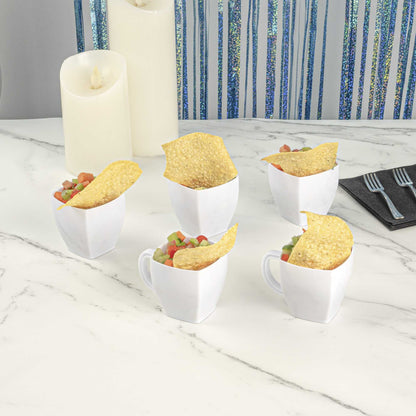 Restpresso 5 oz Square White Plastic Cafe Cup - 2 1/2" x 2 1/2" x 2 1/2" - 100 count box